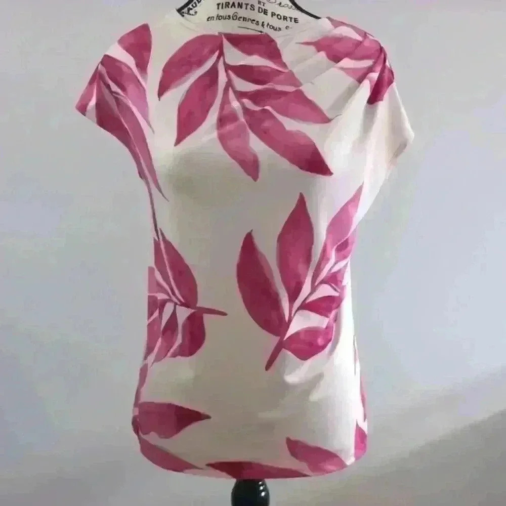 JULES & LEOPOLD | Women's Beige/Fuchsia Tropical Palm Print Sleeveless …